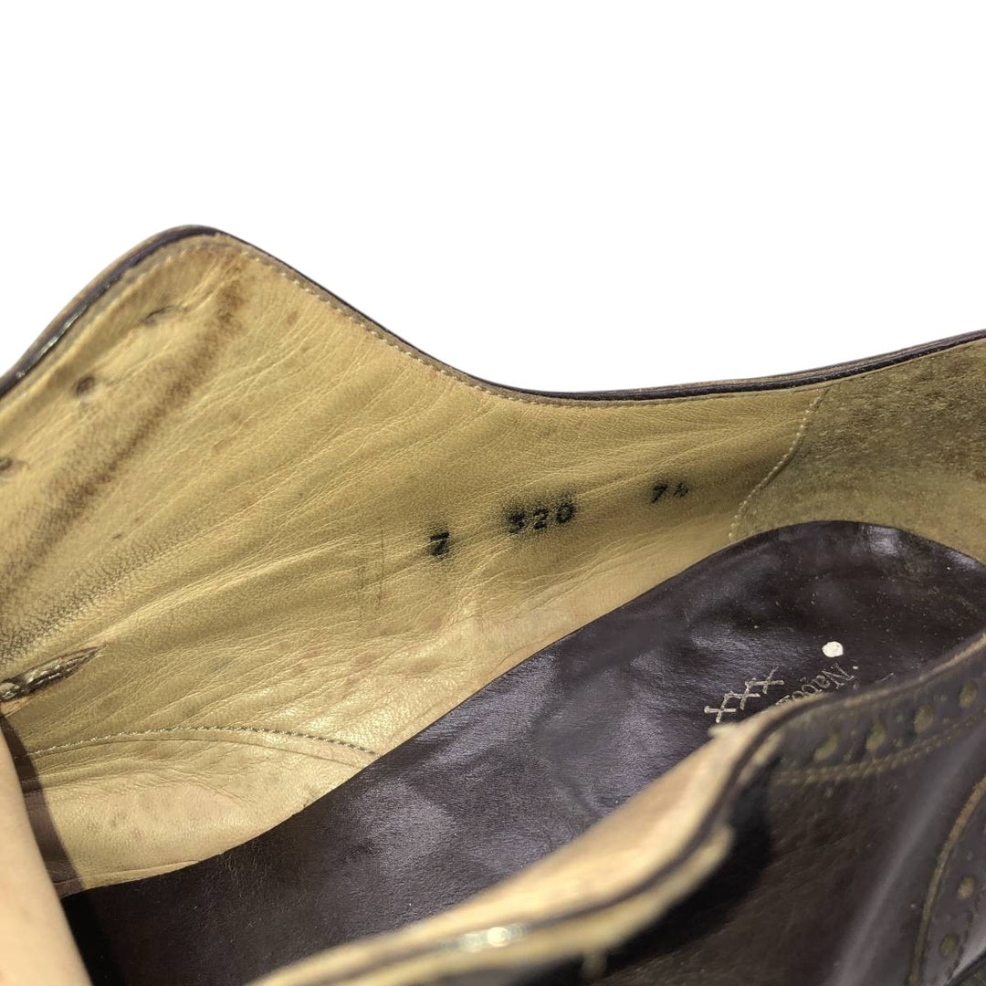 Ermenegildo Zegna square-toe full brogue wingtip shoes, size 7 1/2 Men's 26.5cm unclear brown type Vintage Second Hand