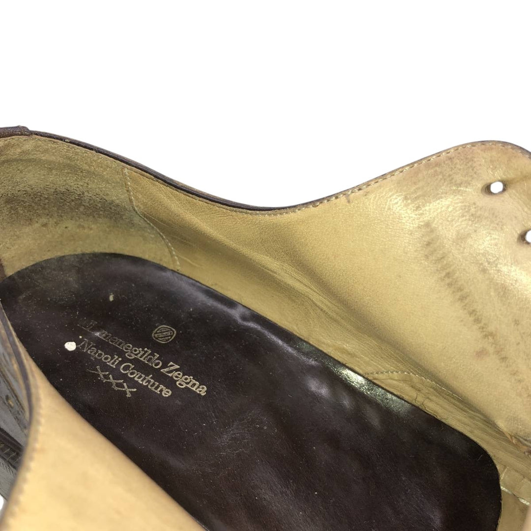 Ermenegildo Zegna square-toe full brogue wingtip shoes, size 7 1/2 Men's 26.5cm unclear brown type Vintage Second Hand