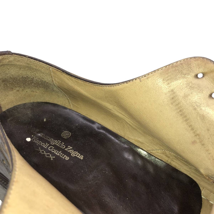 Ermenegildo Zegna square-toe full brogue wingtip shoes, size 7 1/2 Men's 26.5cm unclear brown type Vintage Second Hand