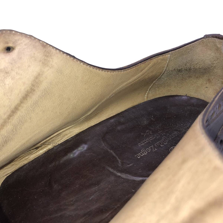 Ermenegildo Zegna square-toe full brogue wingtip shoes, size 7 1/2 Men's 26.5cm unclear brown type Vintage Second Hand