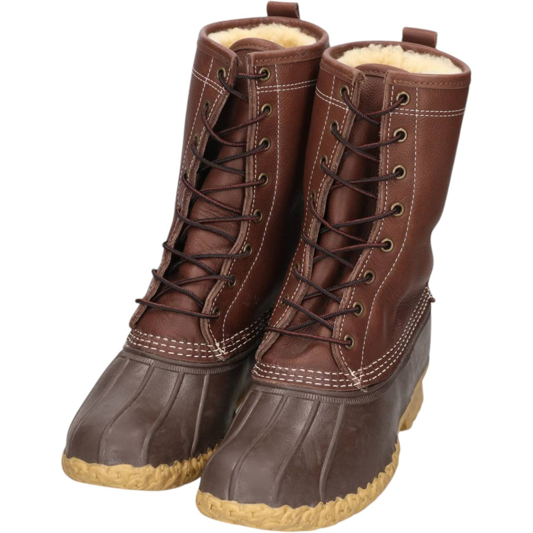 DEAD STOCK L.L.Bean 8-hole Bean Boots with Fleece Lining, Hunting Boots, Size 10M Women's 27.0cm unclear brown type Vintage Second Hand