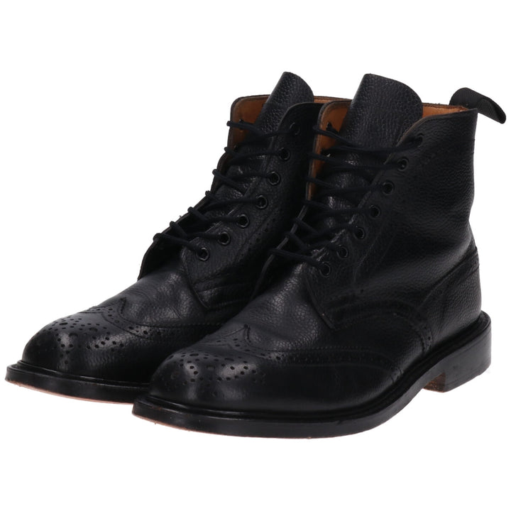 Tricker's Wingtip Leather Boots Made in England 6 1/2 Men's 25.0cm genuine leather black type Vintage Second Hand