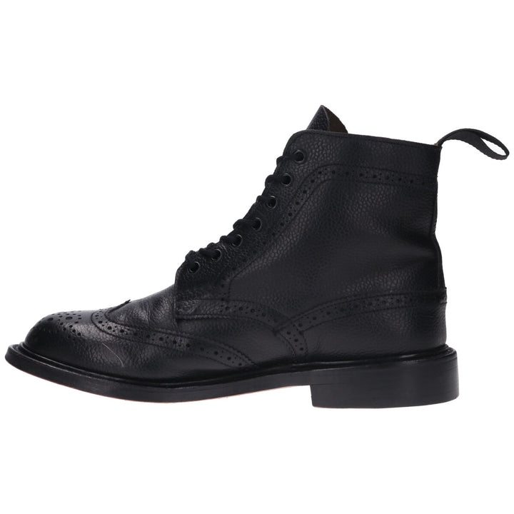 Tricker's Wingtip Leather Boots Made in England 6 1/2 Men's 25.0cm genuine leather black type Vintage Second Hand
