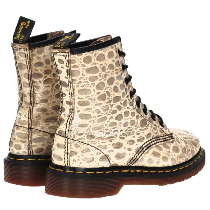 Dr. Martens Crocodile Pattern 8-hole boots Made in the UK 4 Women's 23.0cm genuine leather white type Vintage Second Hand