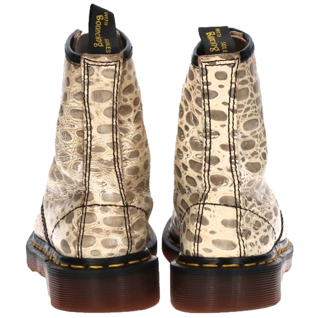 Dr. Martens Crocodile Pattern 8-hole boots Made in the UK 4 Women's 23.0cm genuine leather white type Vintage Second Hand
