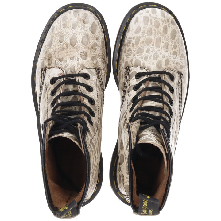 Dr. Martens Crocodile Pattern 8-hole boots Made in the UK 4 Women's 23.0cm genuine leather white type Vintage Second Hand