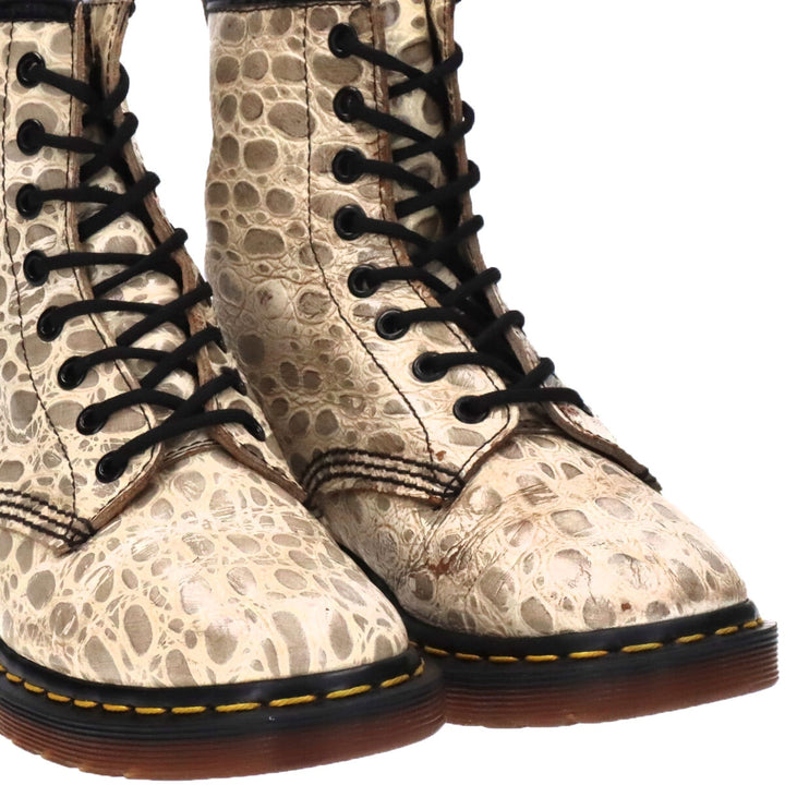 Dr. Martens Crocodile Pattern 8-hole boots Made in the UK 4 Women's 23.0cm genuine leather white type Vintage Second Hand