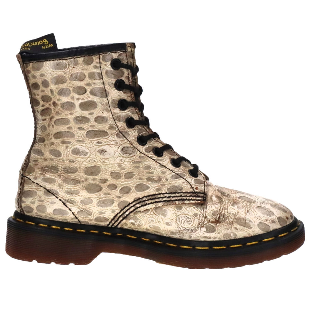 Dr. Martens Crocodile Pattern 8-hole boots Made in the UK 4 Women's 23.0cm genuine leather white type Vintage Second Hand