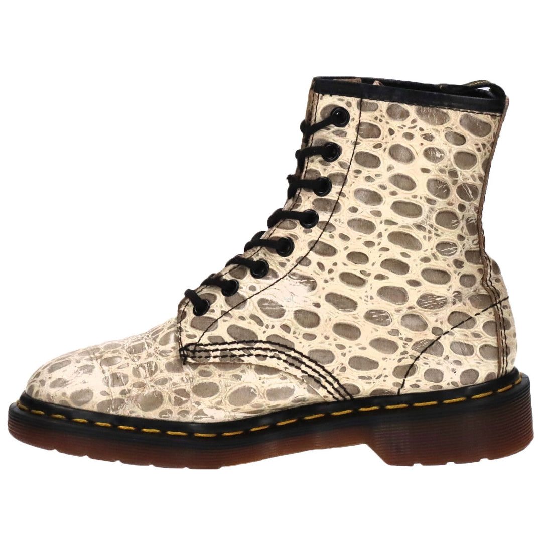 Dr. Martens Crocodile Pattern 8-hole boots Made in the UK 4 Women's 23.0cm genuine leather white type Vintage Second Hand