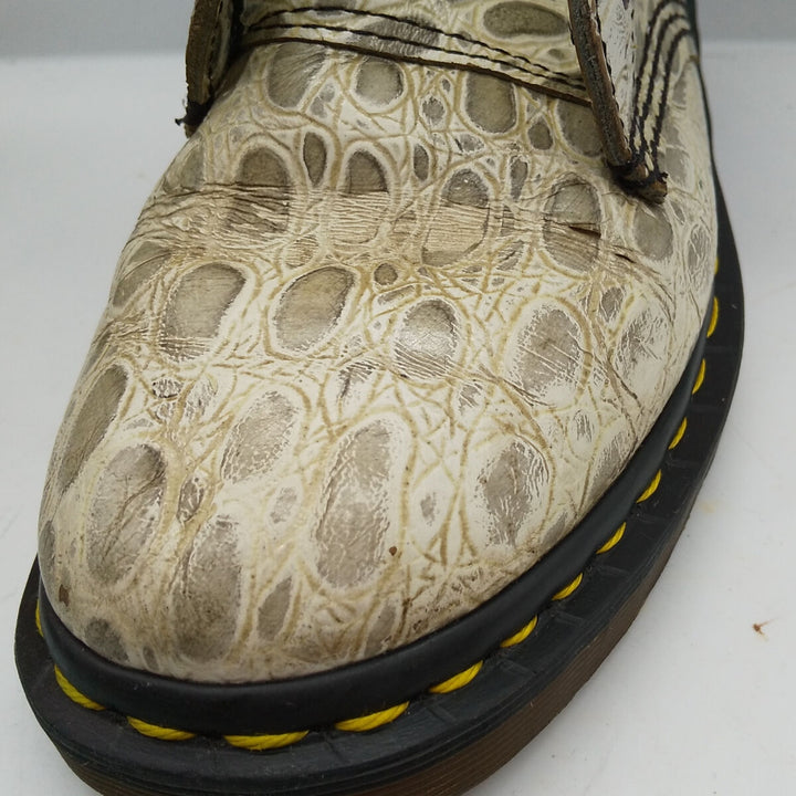 Dr. Martens Crocodile Pattern 8-hole boots Made in the UK 4 Women's 23.0cm genuine leather white type Vintage Second Hand