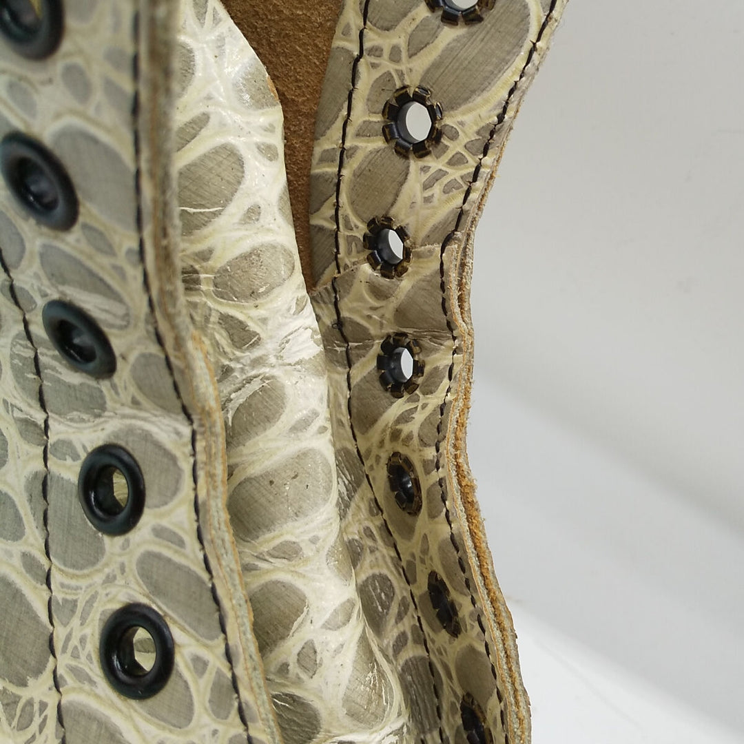 Dr. Martens Crocodile Pattern 8-hole boots Made in the UK 4 Women's 23.0cm genuine leather white type Vintage Second Hand