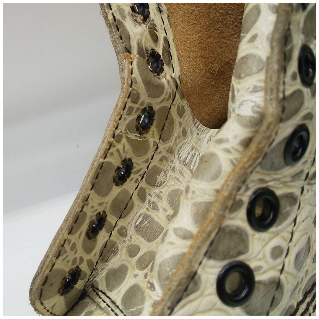 Dr. Martens Crocodile Pattern 8-hole boots Made in the UK 4 Women's 23.0cm genuine leather white type Vintage Second Hand