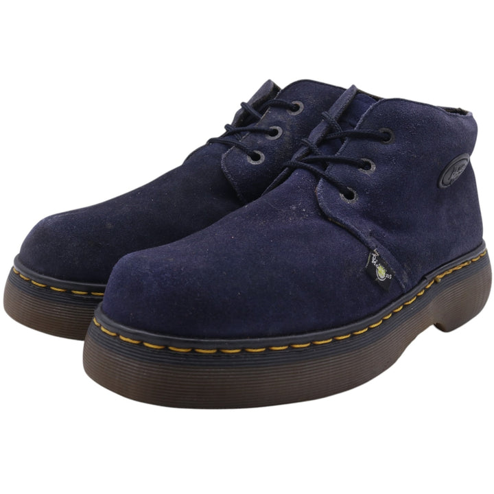 Dr. Martens 3-hole boots with thick soles, made in the UK 9 Men's 27.5cm Genuine Leather Suede navy blue type Vintage Second Hand