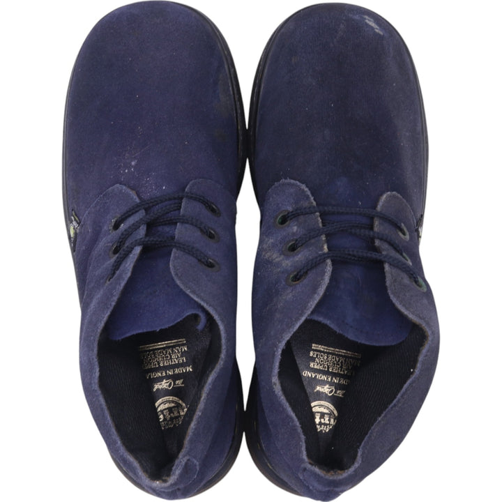 Dr. Martens 3-hole boots with thick soles, made in the UK 9 Men's 27.5cm Genuine Leather Suede navy blue type Vintage Second Hand