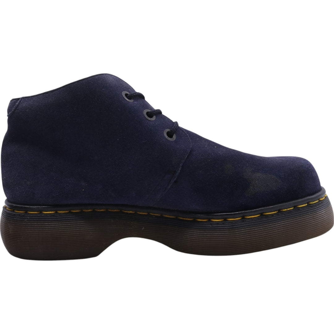 Dr. Martens 3-hole boots with thick soles, made in the UK 9 Men's 27.5cm Genuine Leather Suede navy blue type Vintage Second Hand