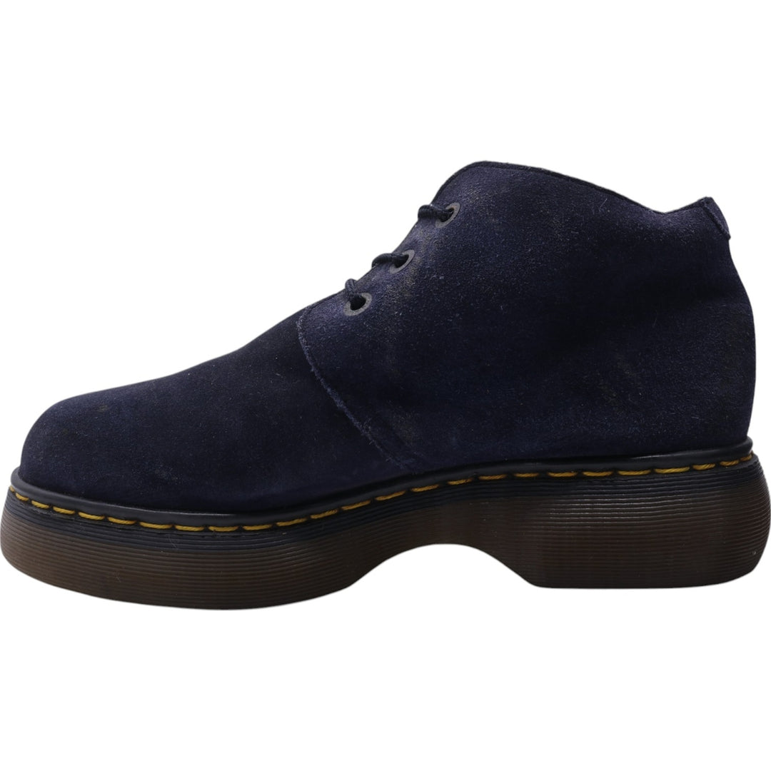 Dr. Martens 3-hole boots with thick soles, made in the UK 9 Men's 27.5cm Genuine Leather Suede navy blue type Vintage Second Hand
