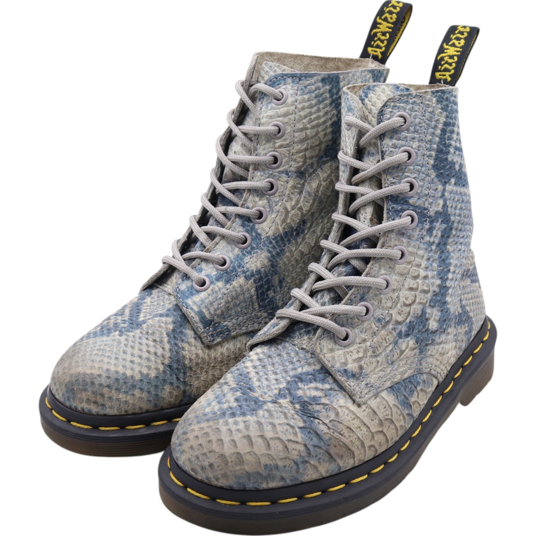Dr. Martens Snake Pattern Python Pattern 8 Hole Boots Made in Thailand 4 Women's 23.0cm genuine leather blue type Vintage Second Hand