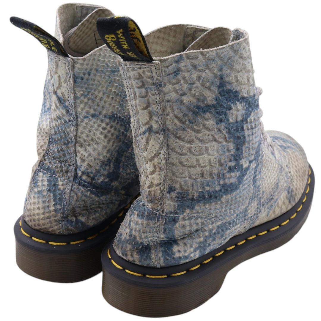 Dr. Martens Snake Pattern Python Pattern 8 Hole Boots Made in Thailand 4 Women's 23.0cm genuine leather blue type Vintage Second Hand