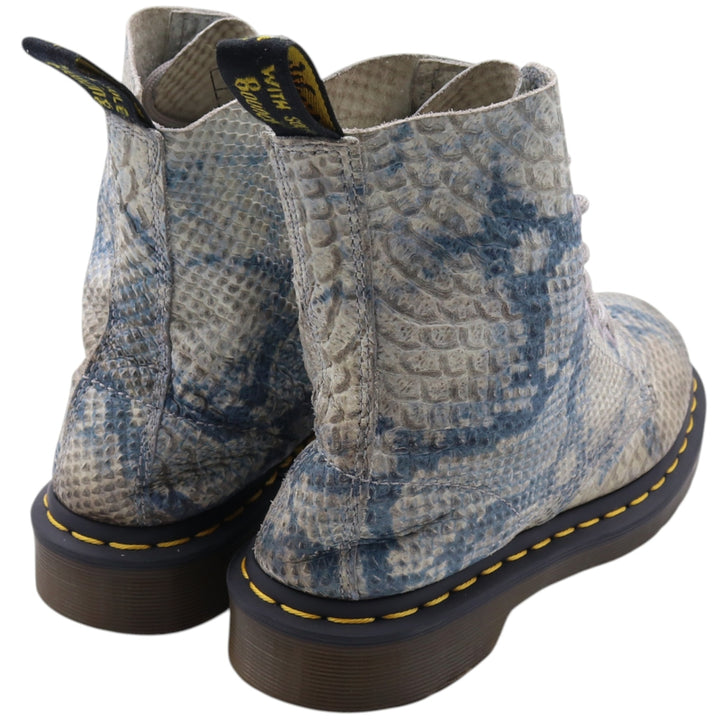 Dr. Martens Snake Pattern Python Pattern 8 Hole Boots Made in Thailand 4 Women's 23.0cm genuine leather blue type Vintage Second Hand