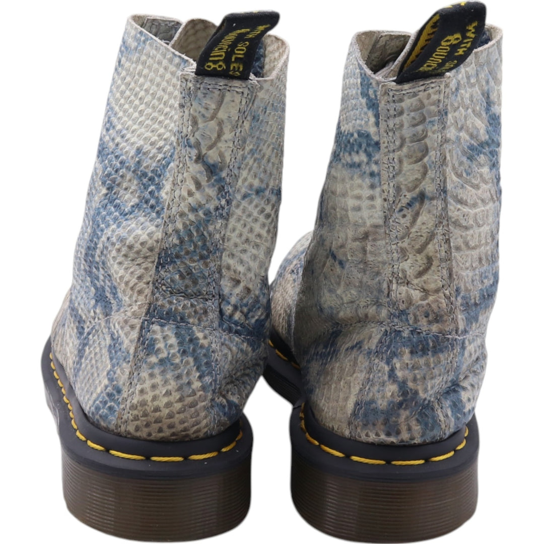 Dr. Martens Snake Pattern Python Pattern 8 Hole Boots Made in Thailand 4 Women's 23.0cm genuine leather blue type Vintage Second Hand