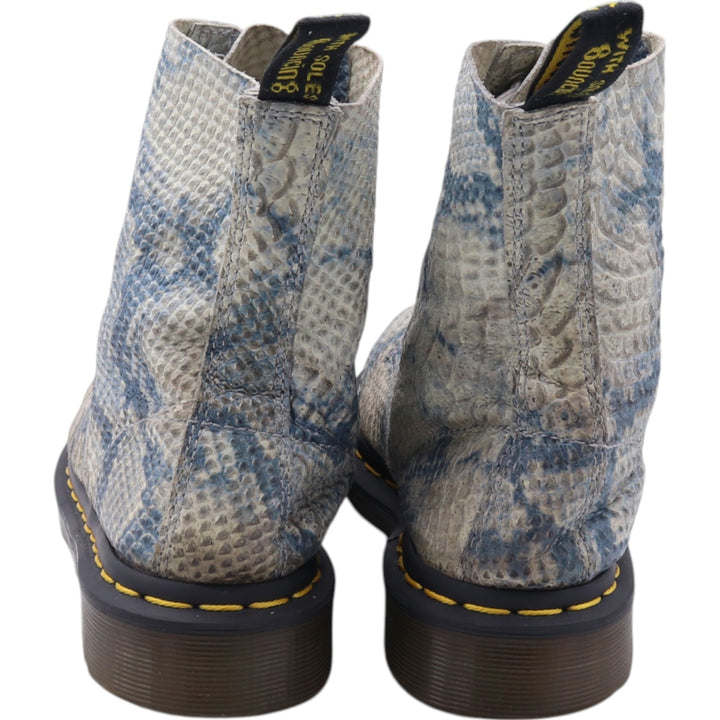 Dr. Martens Snake Pattern Python Pattern 8 Hole Boots Made in Thailand 4 Women's 23.0cm genuine leather blue type Vintage Second Hand