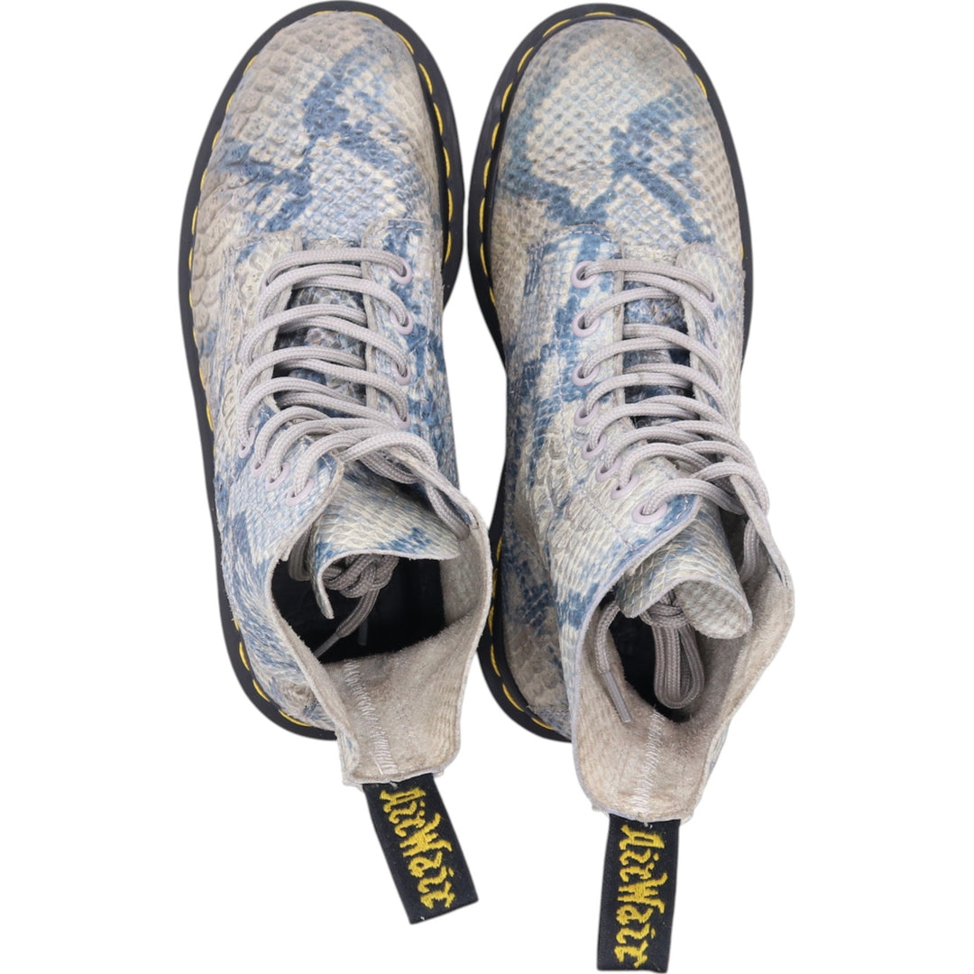 Dr. Martens Snake Pattern Python Pattern 8 Hole Boots Made in Thailand 4 Women's 23.0cm genuine leather blue type Vintage Second Hand