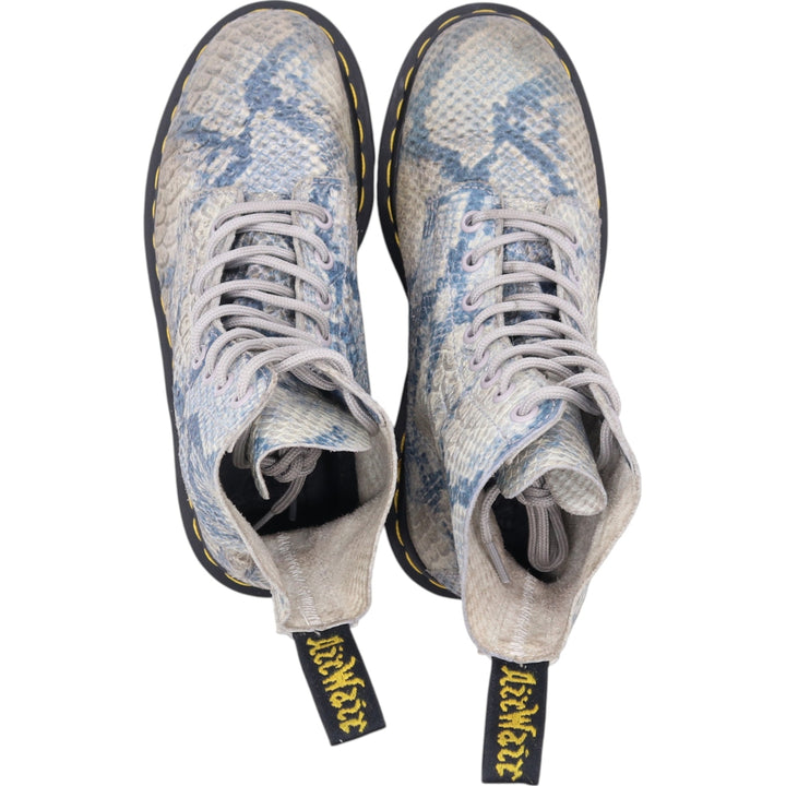 Dr. Martens Snake Pattern Python Pattern 8 Hole Boots Made in Thailand 4 Women's 23.0cm genuine leather blue type Vintage Second Hand