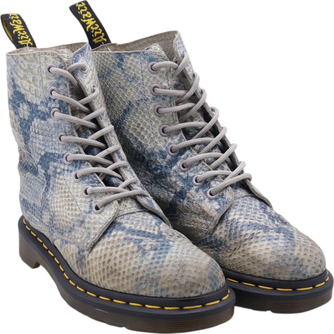 Dr. Martens Snake Pattern Python Pattern 8 Hole Boots Made in Thailand 4 Women's 23.0cm genuine leather blue type Vintage Second Hand