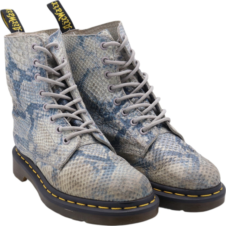 Dr. Martens Snake Pattern Python Pattern 8 Hole Boots Made in Thailand 4 Women's 23.0cm genuine leather blue type Vintage Second Hand