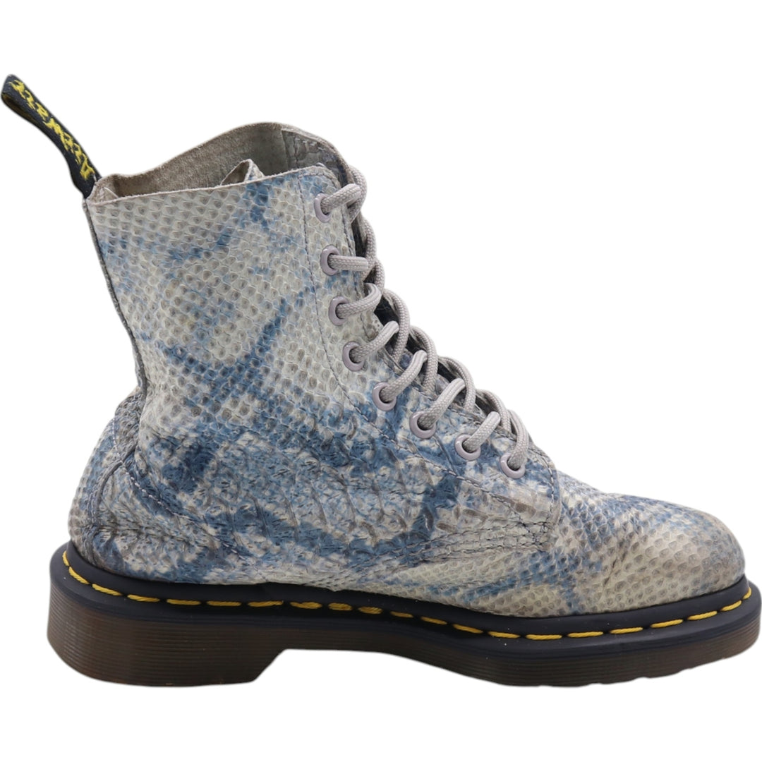 Dr. Martens Snake Pattern Python Pattern 8 Hole Boots Made in Thailand 4 Women's 23.0cm genuine leather blue type Vintage Second Hand