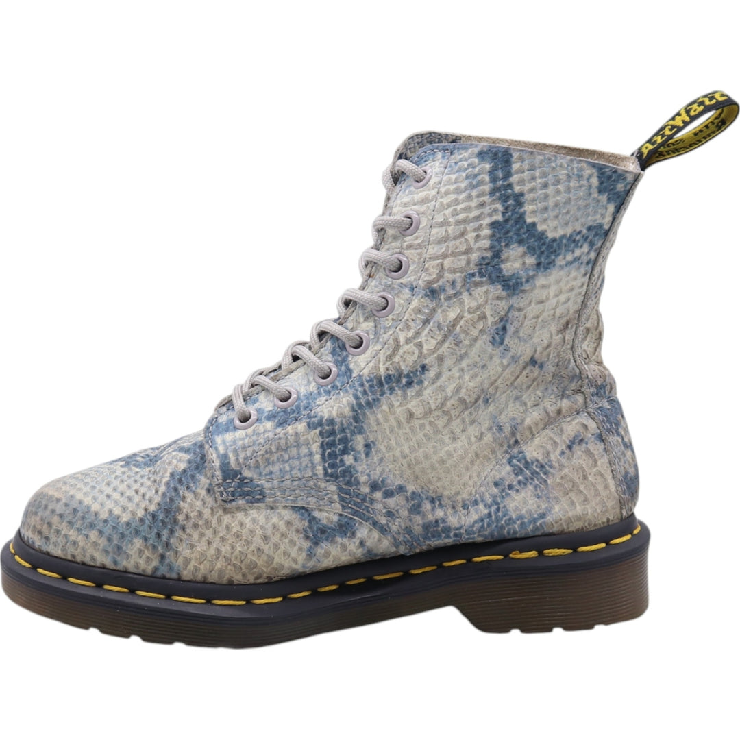 Dr. Martens Snake Pattern Python Pattern 8 Hole Boots Made in Thailand 4 Women's 23.0cm genuine leather blue type Vintage Second Hand