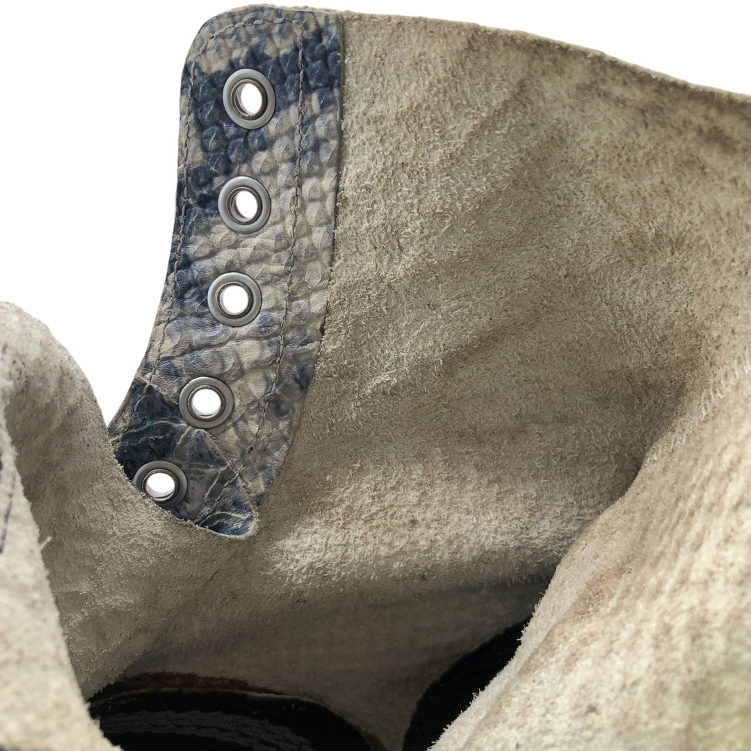 Dr. Martens Snake Pattern Python Pattern 8 Hole Boots Made in Thailand 4 Women's 23.0cm genuine leather blue type Vintage Second Hand