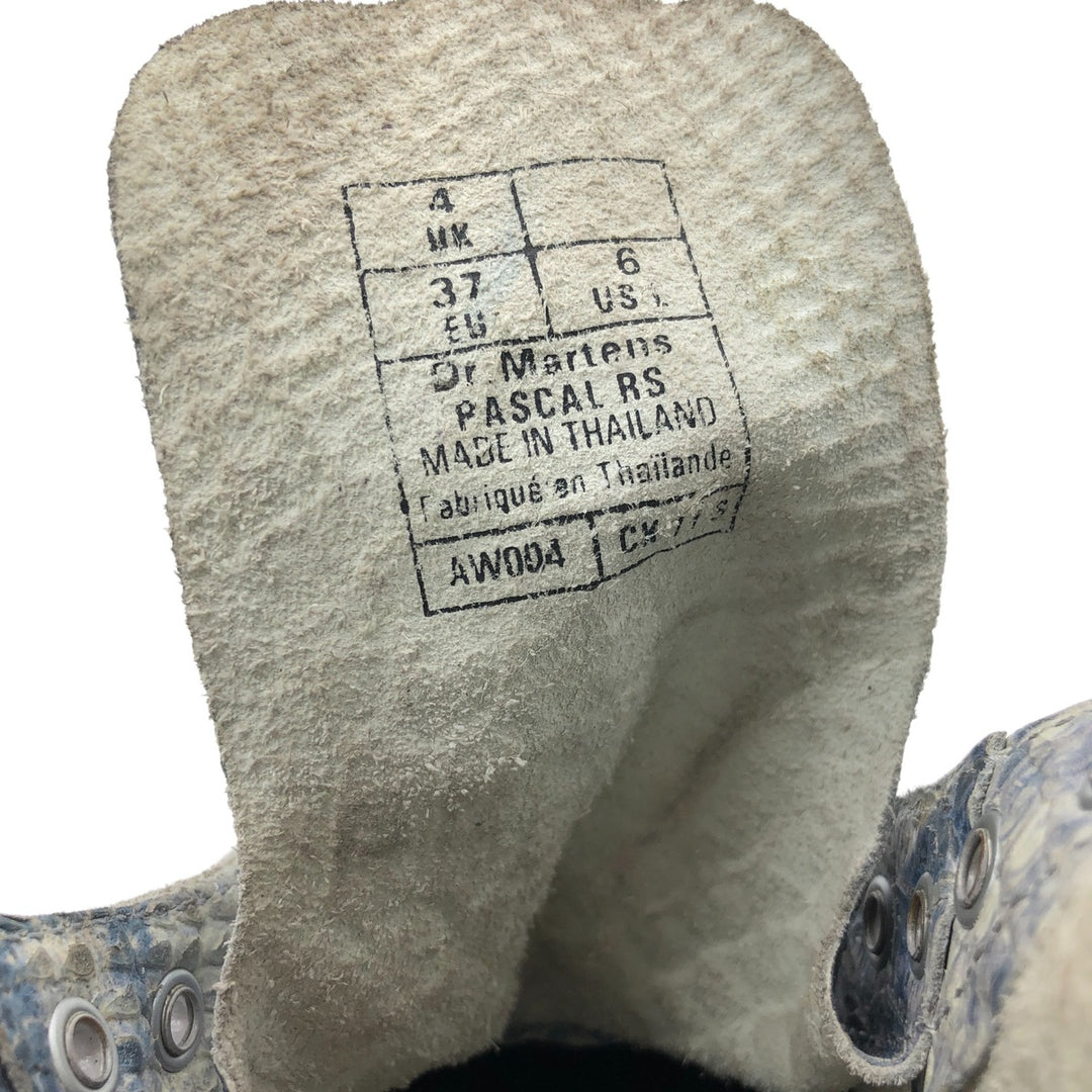 Dr. Martens Snake Pattern Python Pattern 8 Hole Boots Made in Thailand 4 Women's 23.0cm genuine leather blue type Vintage Second Hand