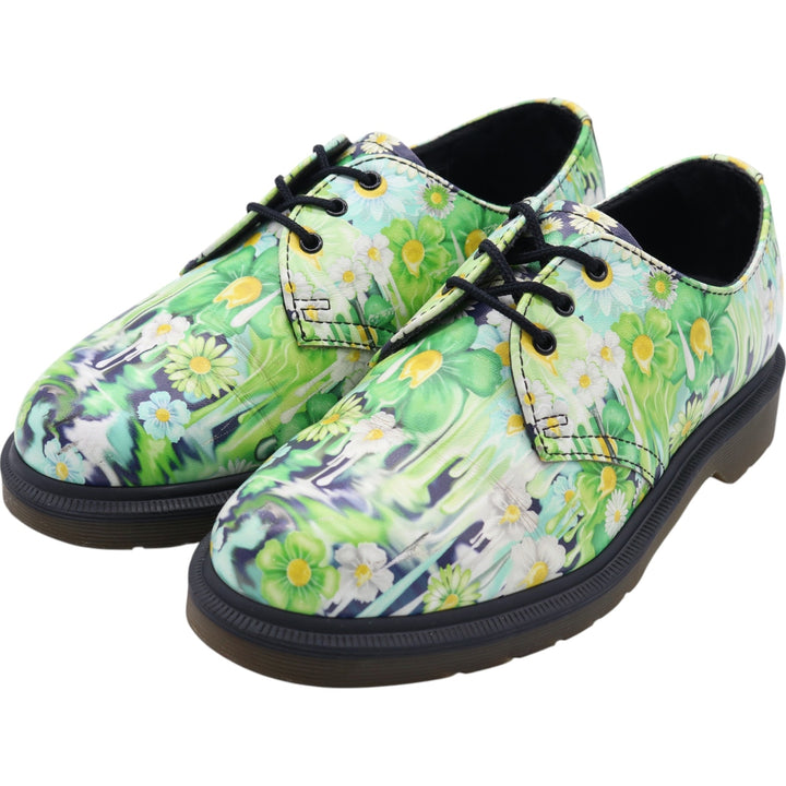 Dr. Martens Floral 3-hole shoes 4 Women's 23.0cm genuine leather green type yellow green Vintage Second Hand