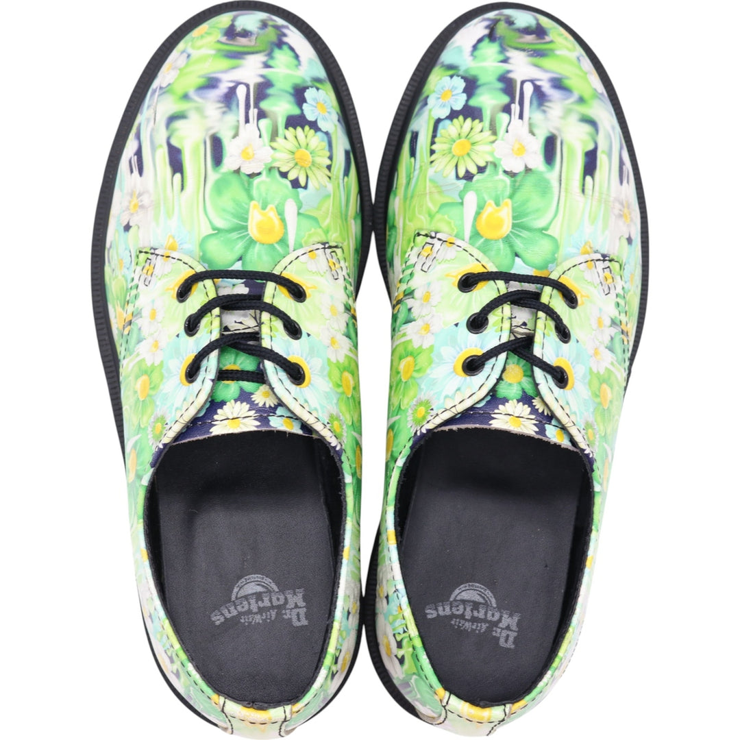 Dr. Martens Floral 3-hole shoes 4 Women's 23.0cm genuine leather green type yellow green Vintage Second Hand
