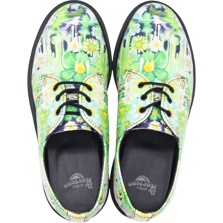 Dr. Martens Floral 3-hole shoes 4 Women's 23.0cm genuine leather green type yellow green Vintage Second Hand