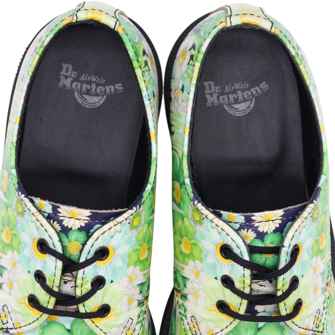 Dr. Martens Floral 3-hole shoes 4 Women's 23.0cm genuine leather green type yellow green Vintage Second Hand