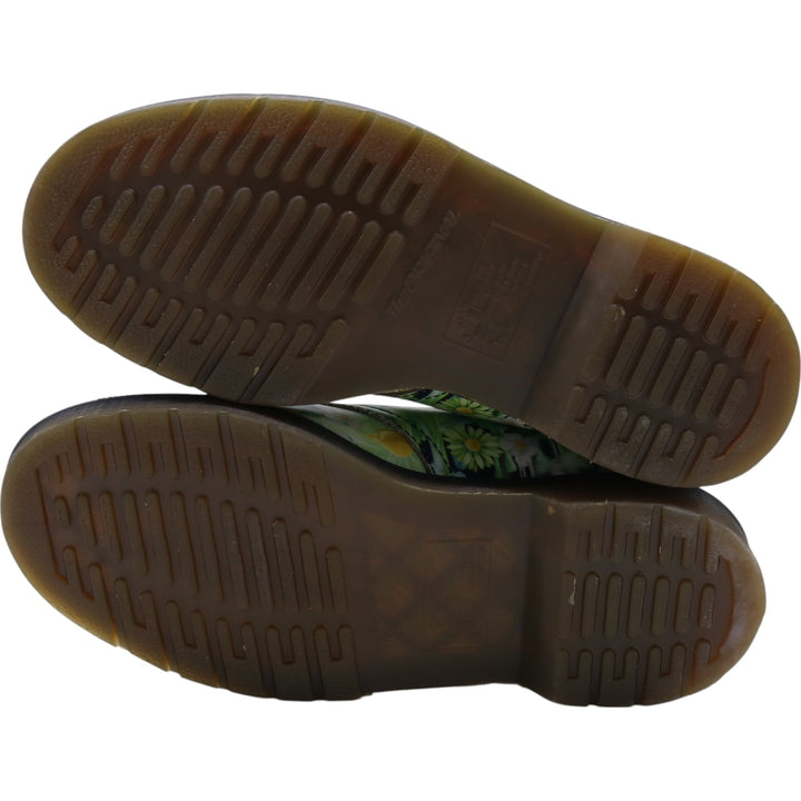 Dr. Martens Floral 3-hole shoes 4 Women's 23.0cm genuine leather green type yellow green Vintage Second Hand