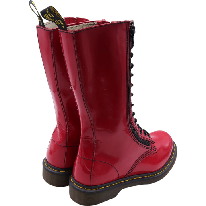 Dr. Martens Side Zip 14 Hole Boots 5 Women's 24.0cm genuine leather red type Vintage Second Hand