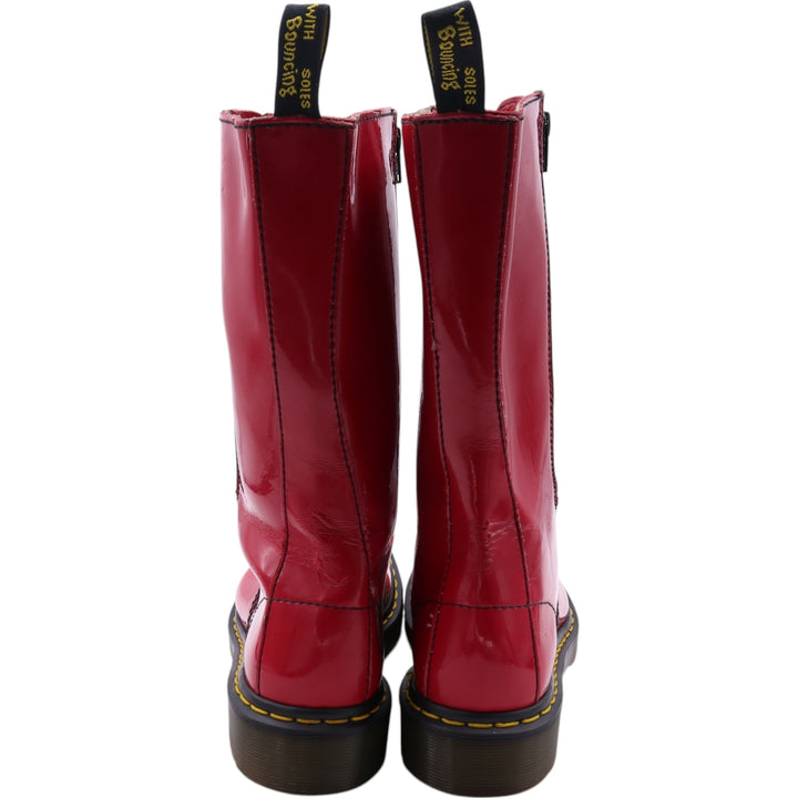 Dr. Martens Side Zip 14 Hole Boots 5 Women's 24.0cm genuine leather red type Vintage Second Hand