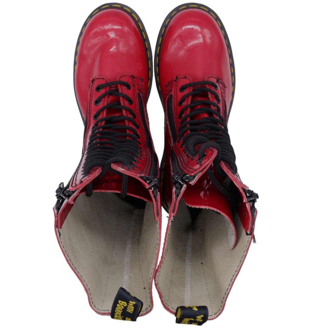 Dr. Martens Side Zip 14 Hole Boots 5 Women's 24.0cm genuine leather red type Vintage Second Hand
