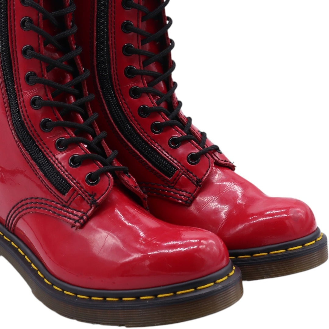 Dr. Martens Side Zip 14 Hole Boots 5 Women's 24.0cm genuine leather red type Vintage Second Hand