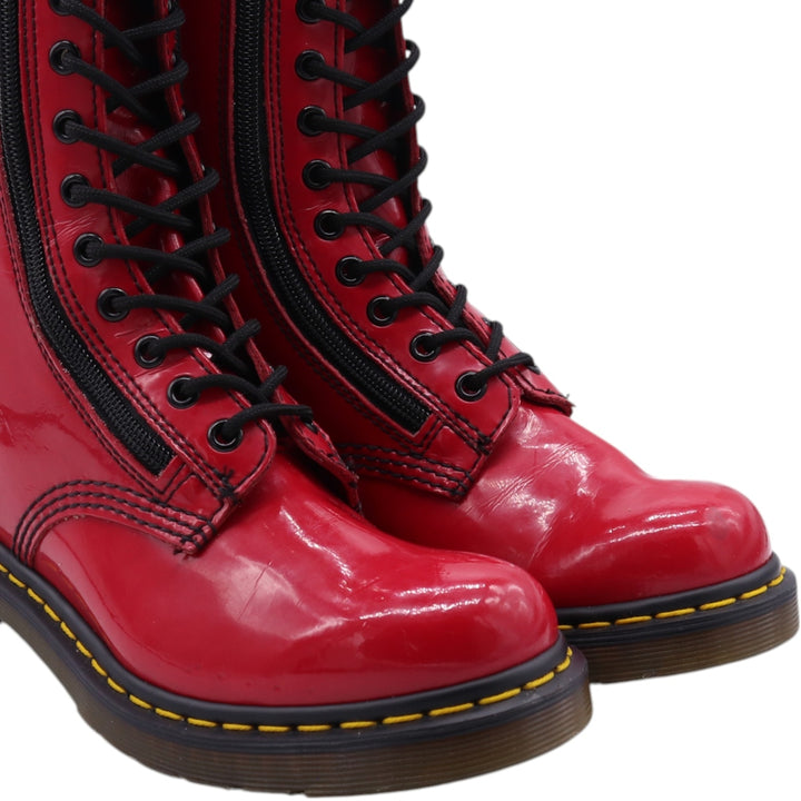 Dr. Martens Side Zip 14 Hole Boots 5 Women's 24.0cm genuine leather red type Vintage Second Hand