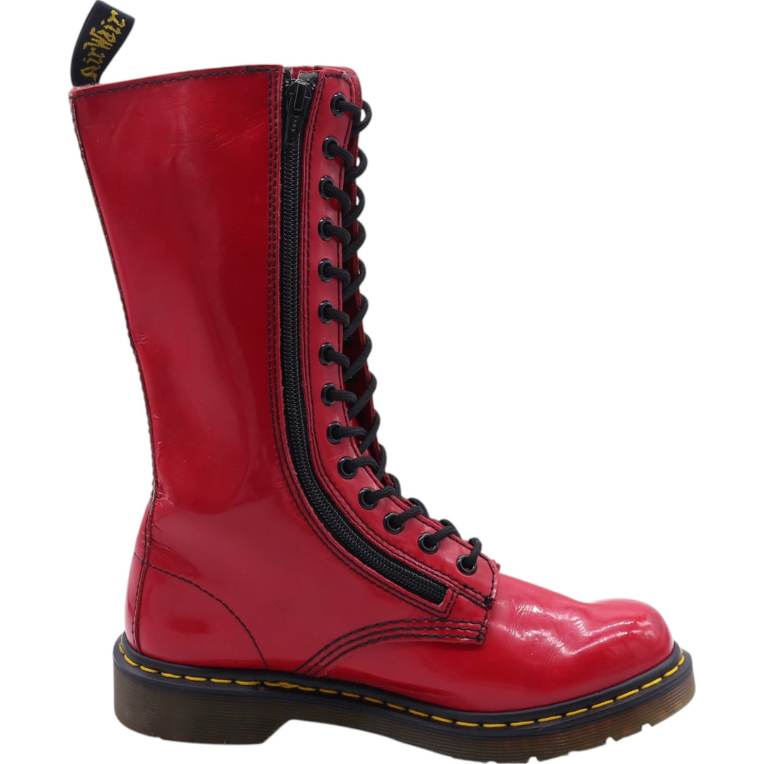 Dr. Martens Side Zip 14 Hole Boots 5 Women's 24.0cm genuine leather red type Vintage Second Hand