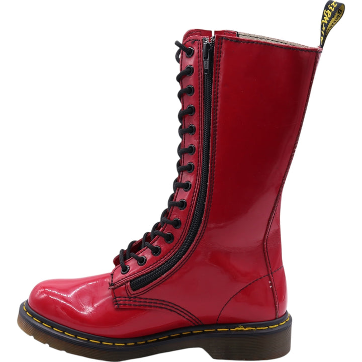 Dr. Martens Side Zip 14 Hole Boots 5 Women's 24.0cm genuine leather red type Vintage Second Hand