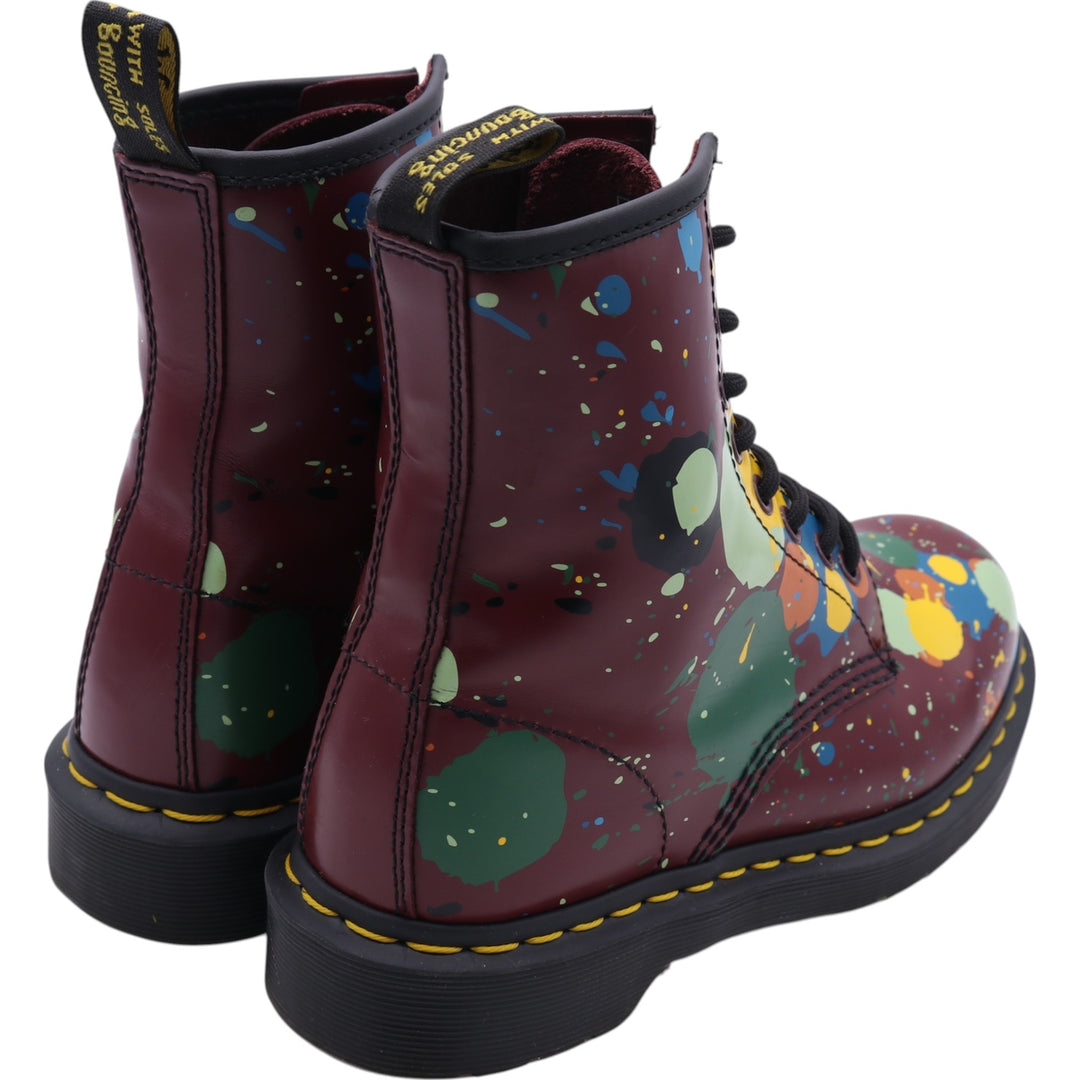 Dr. Martens SPLATTER Paint 8 Hole Boots 4 Women's 22.5cm genuine leather red type Vintage Second Hand