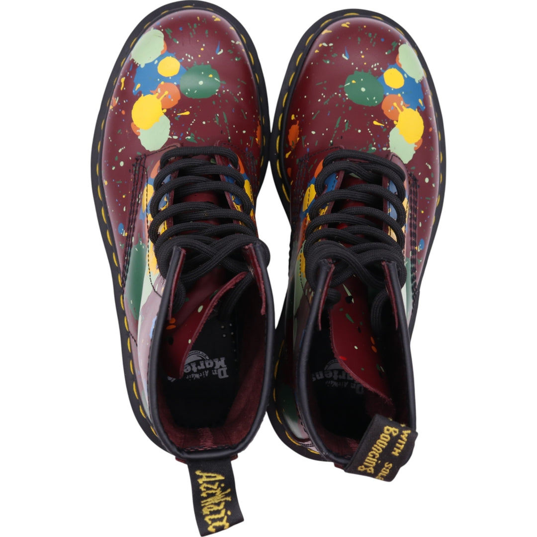 Dr. Martens SPLATTER Paint 8 Hole Boots 4 Women's 22.5cm genuine leather red type Vintage Second Hand