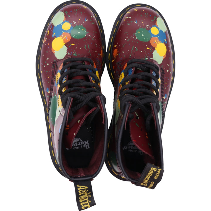 Dr. Martens SPLATTER Paint 8 Hole Boots 4 Women's 22.5cm genuine leather red type Vintage Second Hand