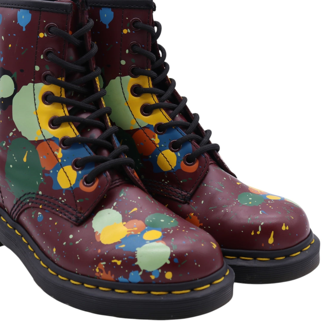 Dr. Martens SPLATTER Paint 8 Hole Boots 4 Women's 22.5cm genuine leather red type Vintage Second Hand