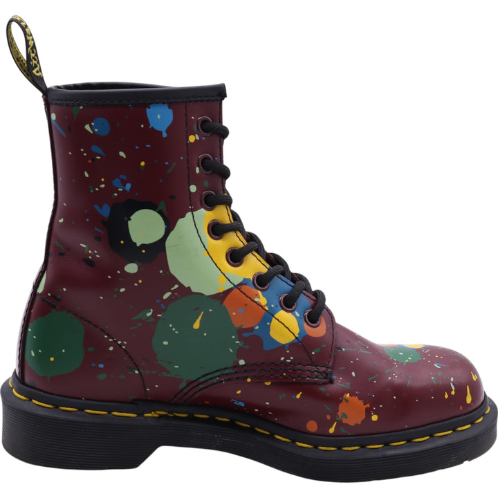Dr. Martens SPLATTER Paint 8 Hole Boots 4 Women's 22.5cm genuine leather red type Vintage Second Hand